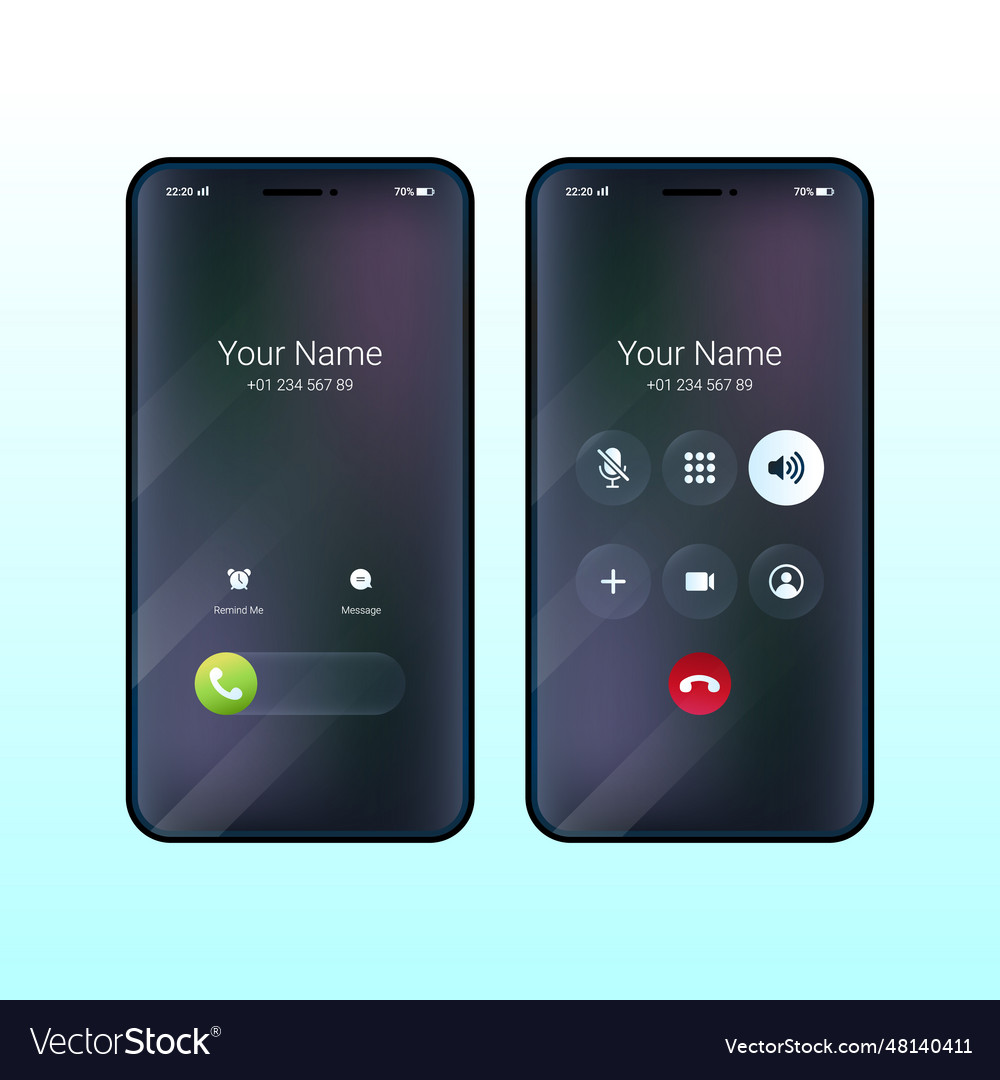 Phone call screen interface Royalty Free Vector Image