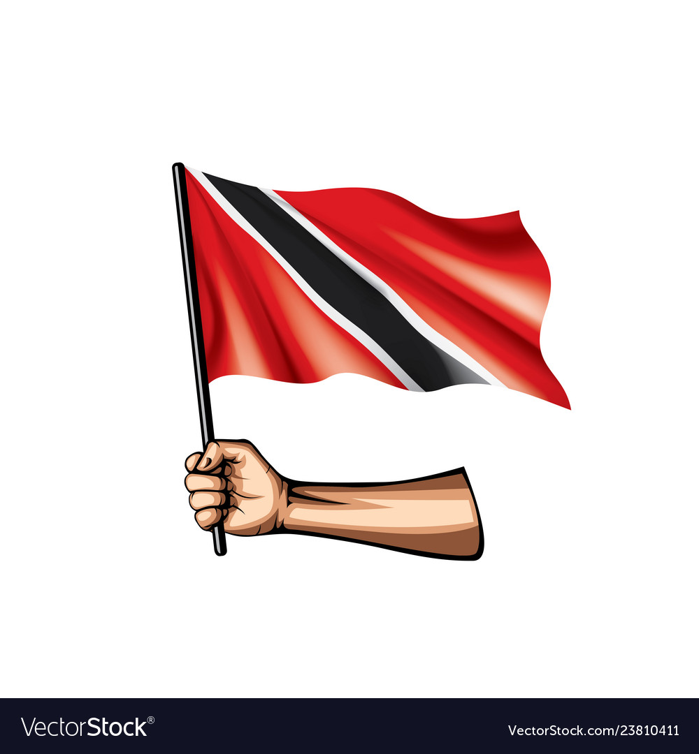 Trinidad And Tobago Flag And Hand On White Vector Image