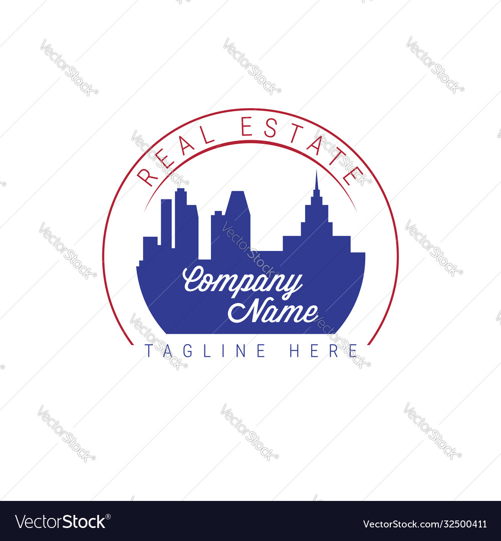 Usa real estate company emblem idea american flag Vector Image