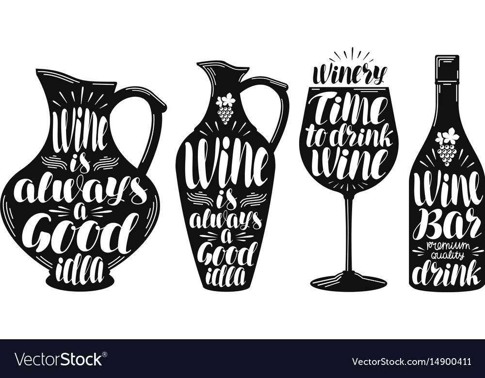 Wine winery label set collection decorative Vector Image