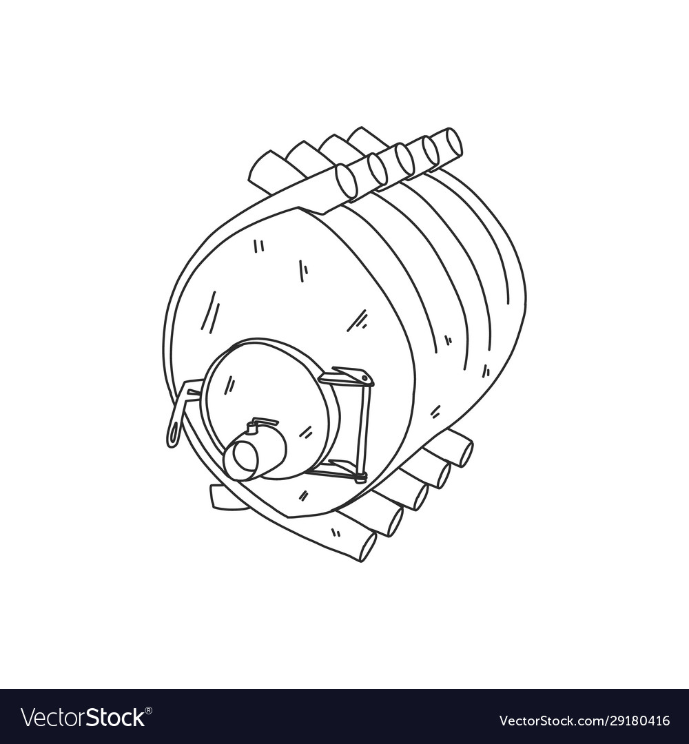 Banner Calorifer Stove Solid Fuel Furnace Sketch Vector Image