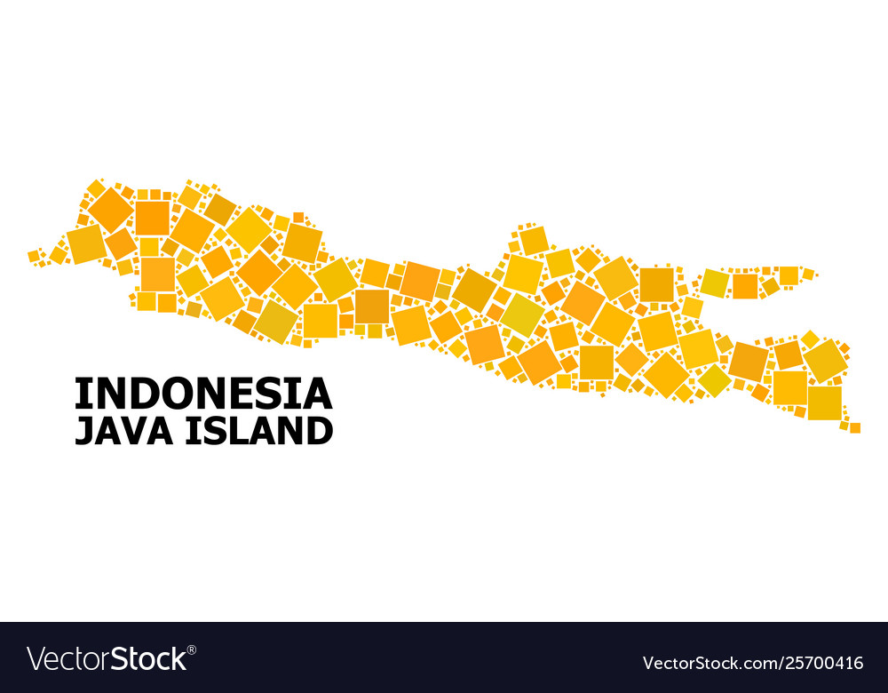 Golden rotated square mosaic map java island Vector Image