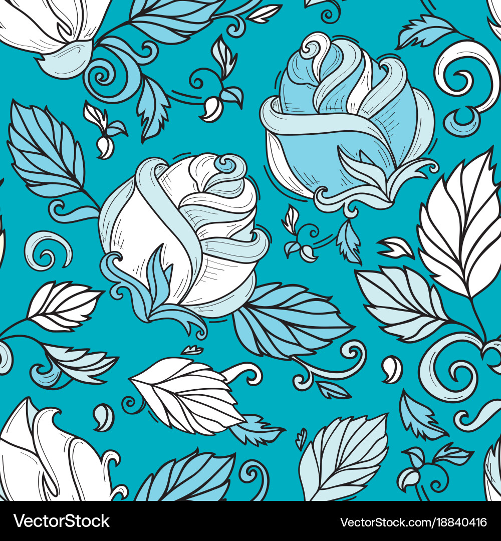  Hand drawn sketch rose with leaves Royalty Free Vector Image Motiv 