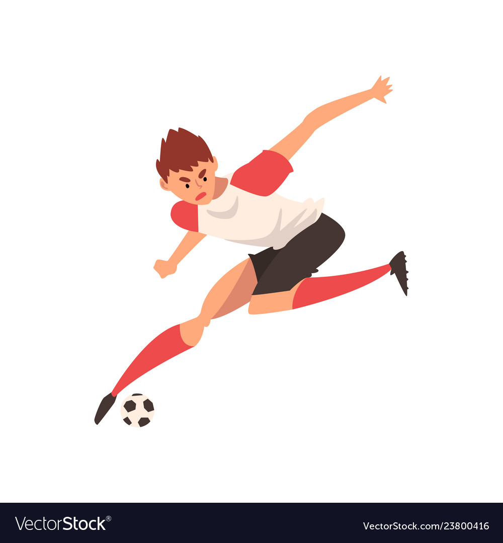 Professional soccer player running and kicking Vector Image