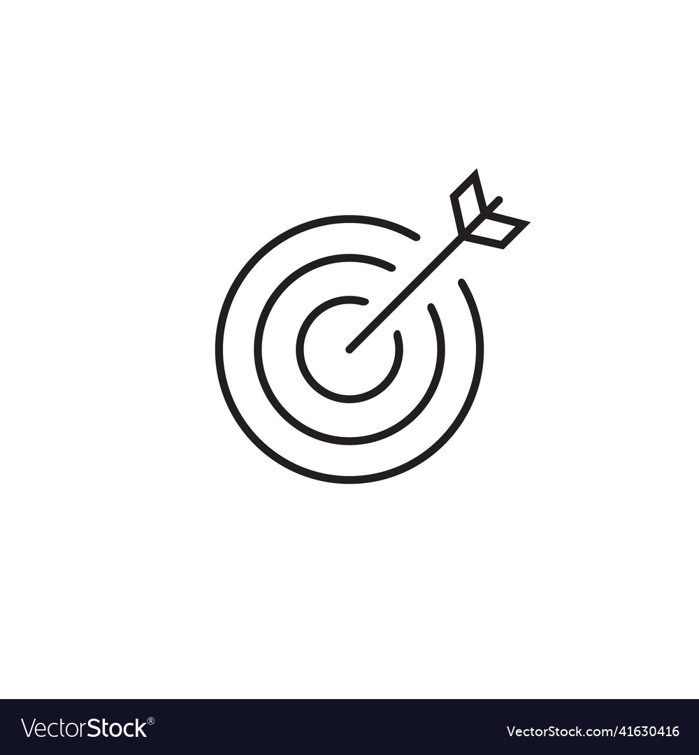 Target line icon arrow purpose objective outline Vector Image