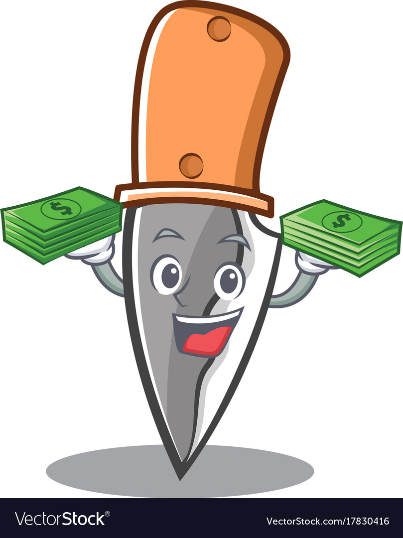 With money knife character cartoon style Vector Image