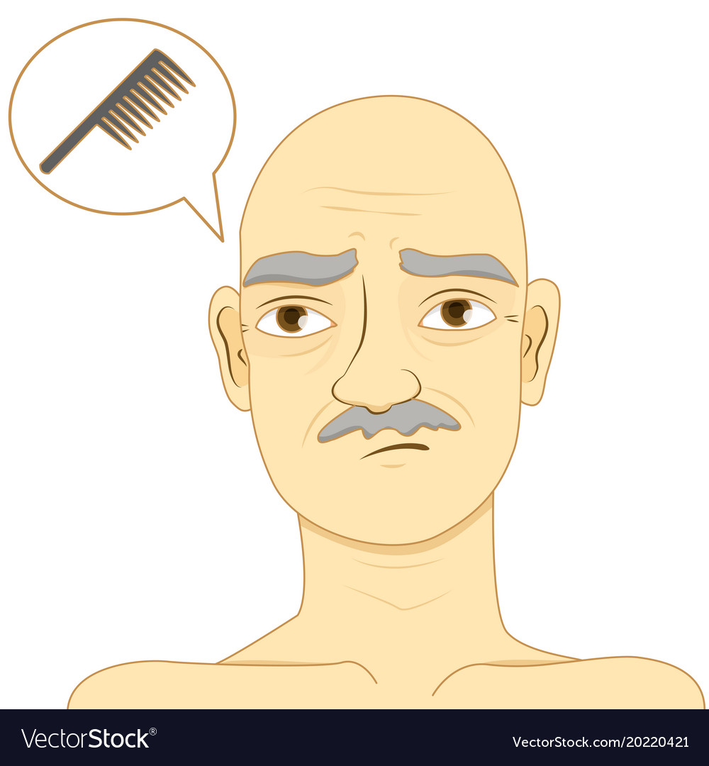 Bald Man Think Of Using Comb Royalty Free Vector Image