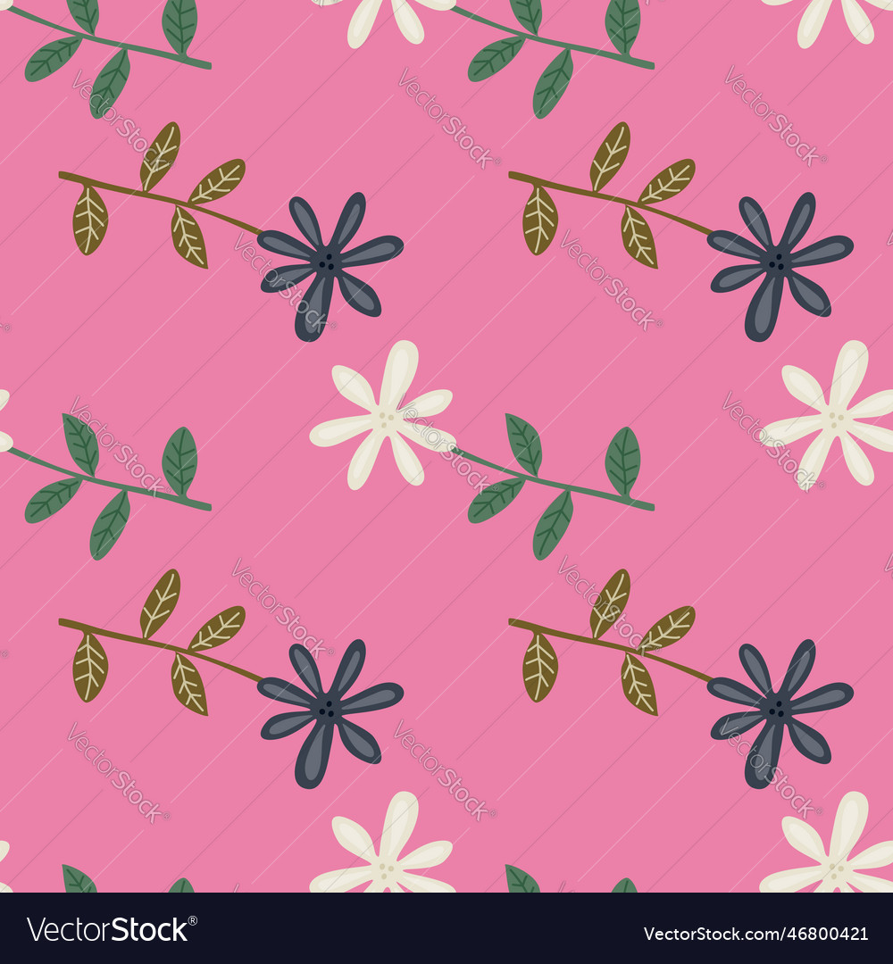 Cute flower seamless pattern naive art style hand Vector Image