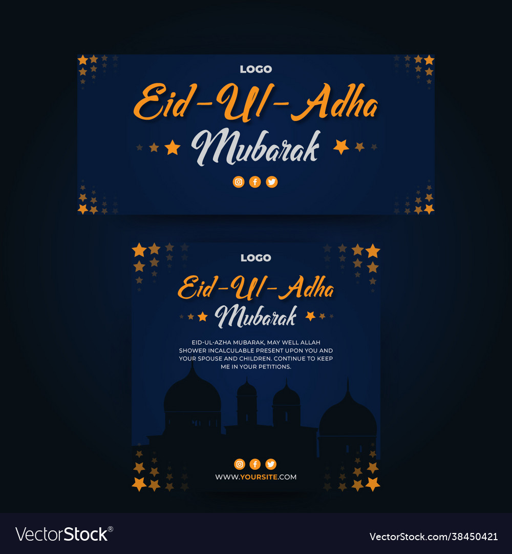 Eid ul adha wishing social post and cover design Vector Image