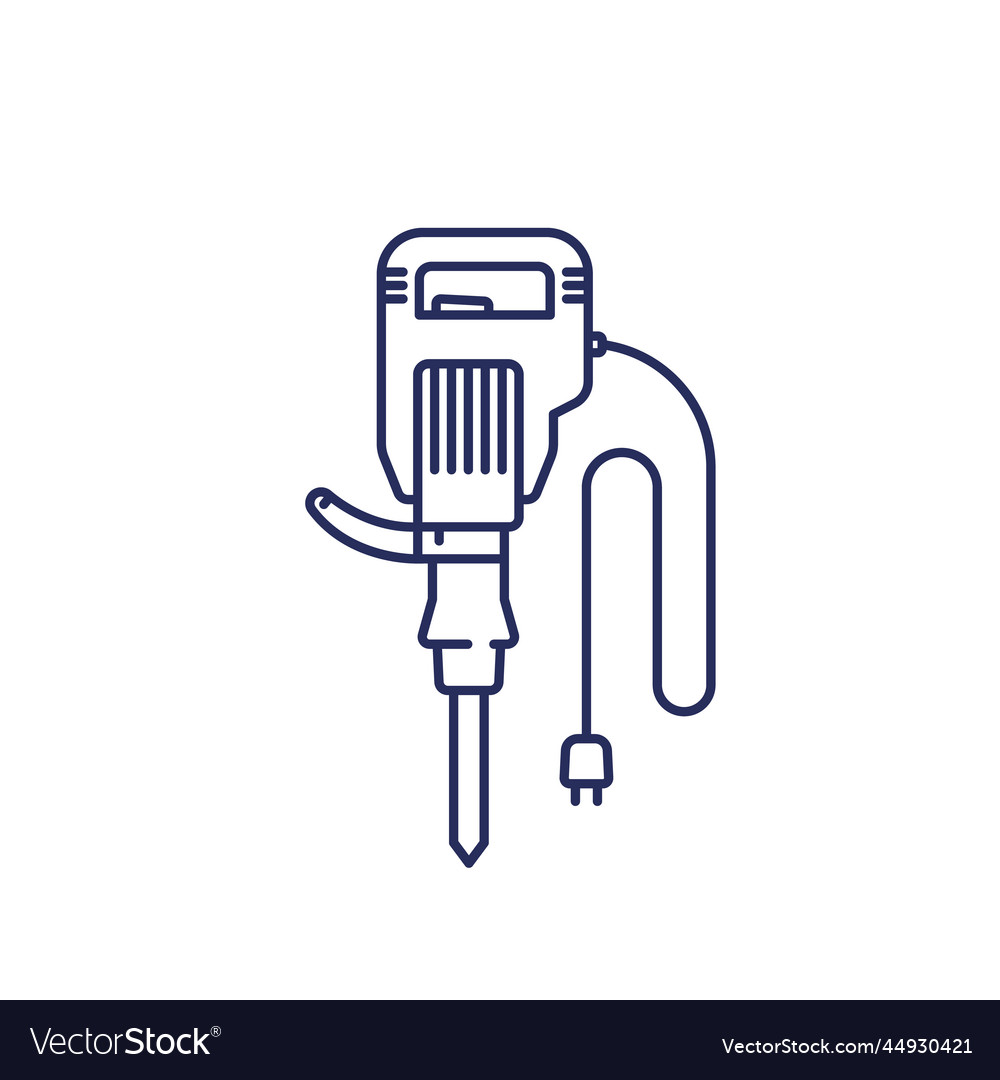 Jackhammer line icon electric power tool Vector Image