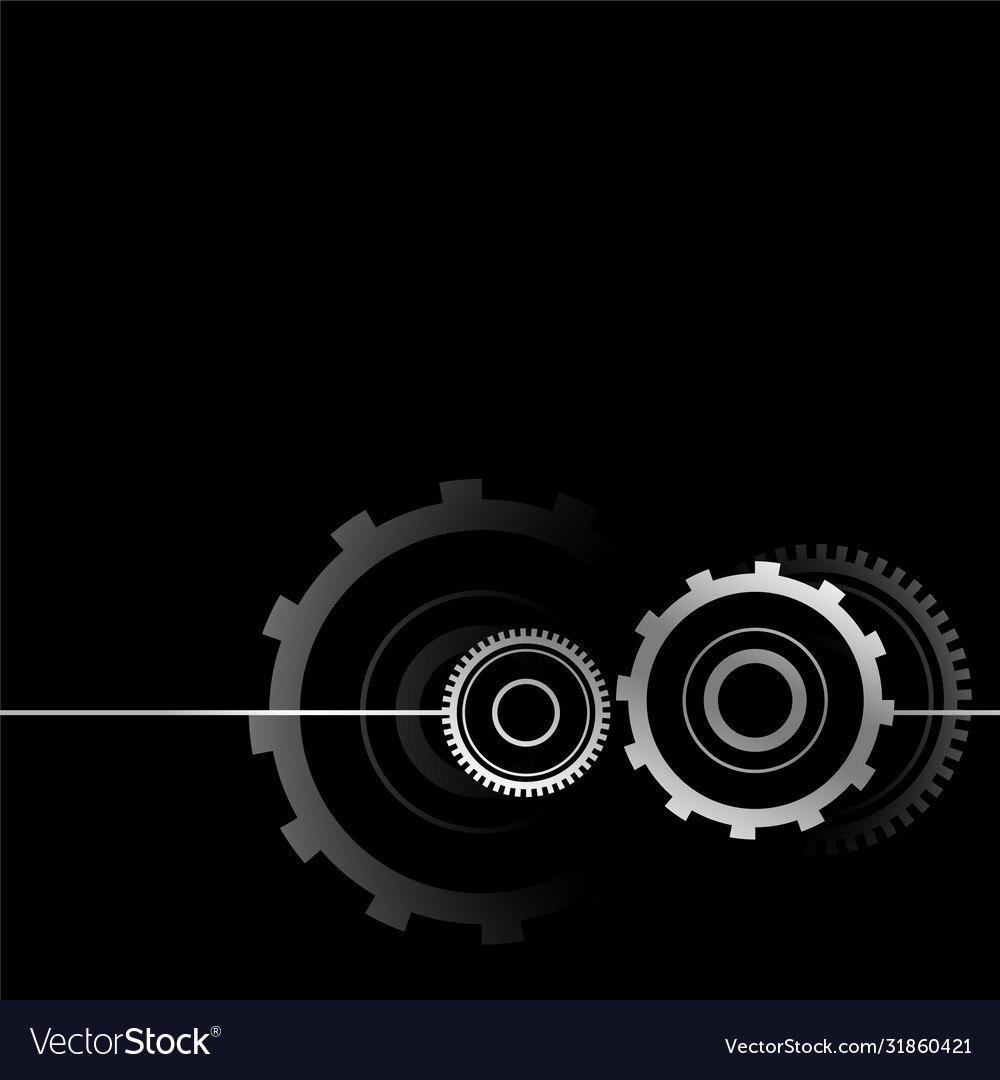 Metallic gear symbol design on black background Vector Image