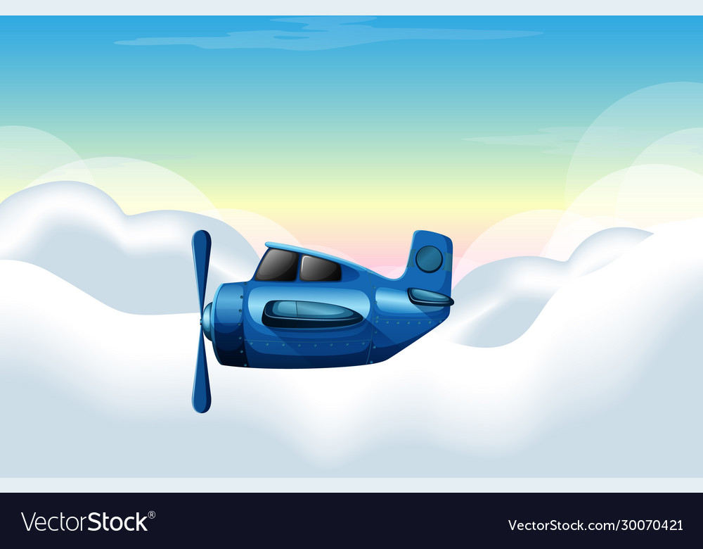 Scene with airplane flying in sky