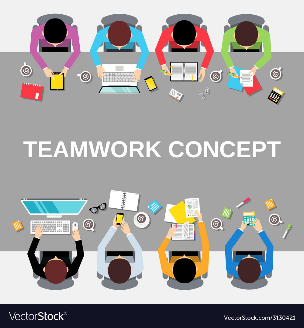 Teamwork people top view Royalty Free Vector Image