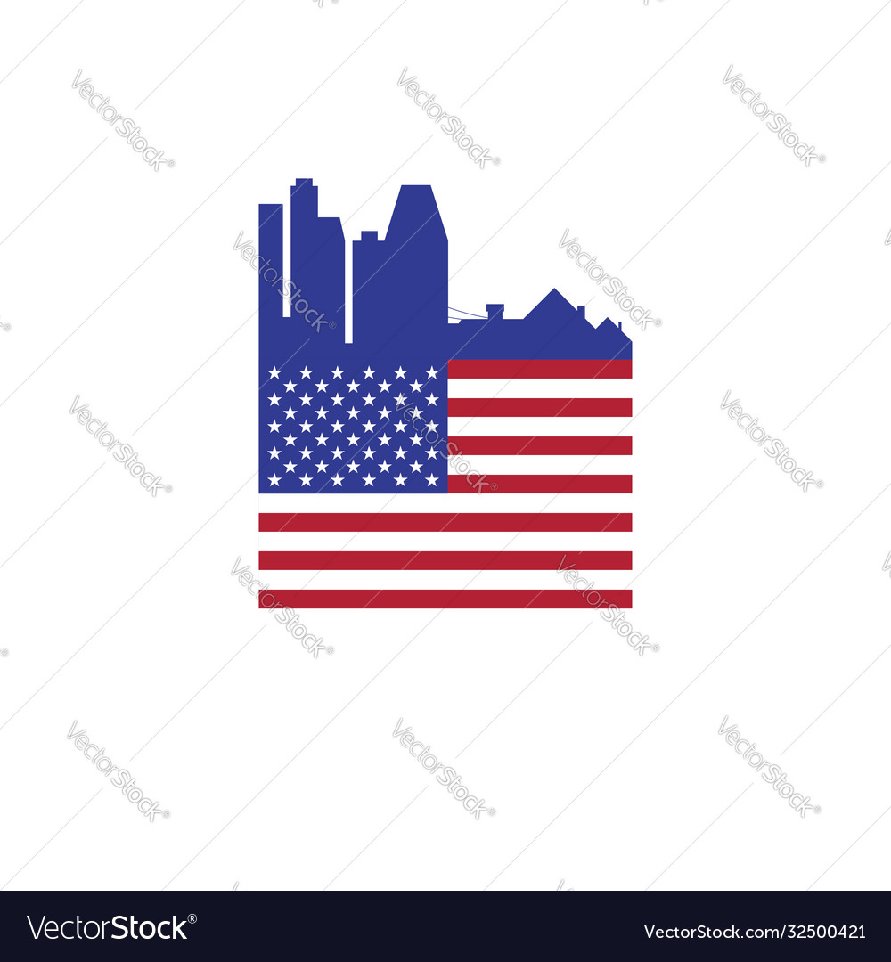 Usa real estate company emblem idea american flag Vector Image