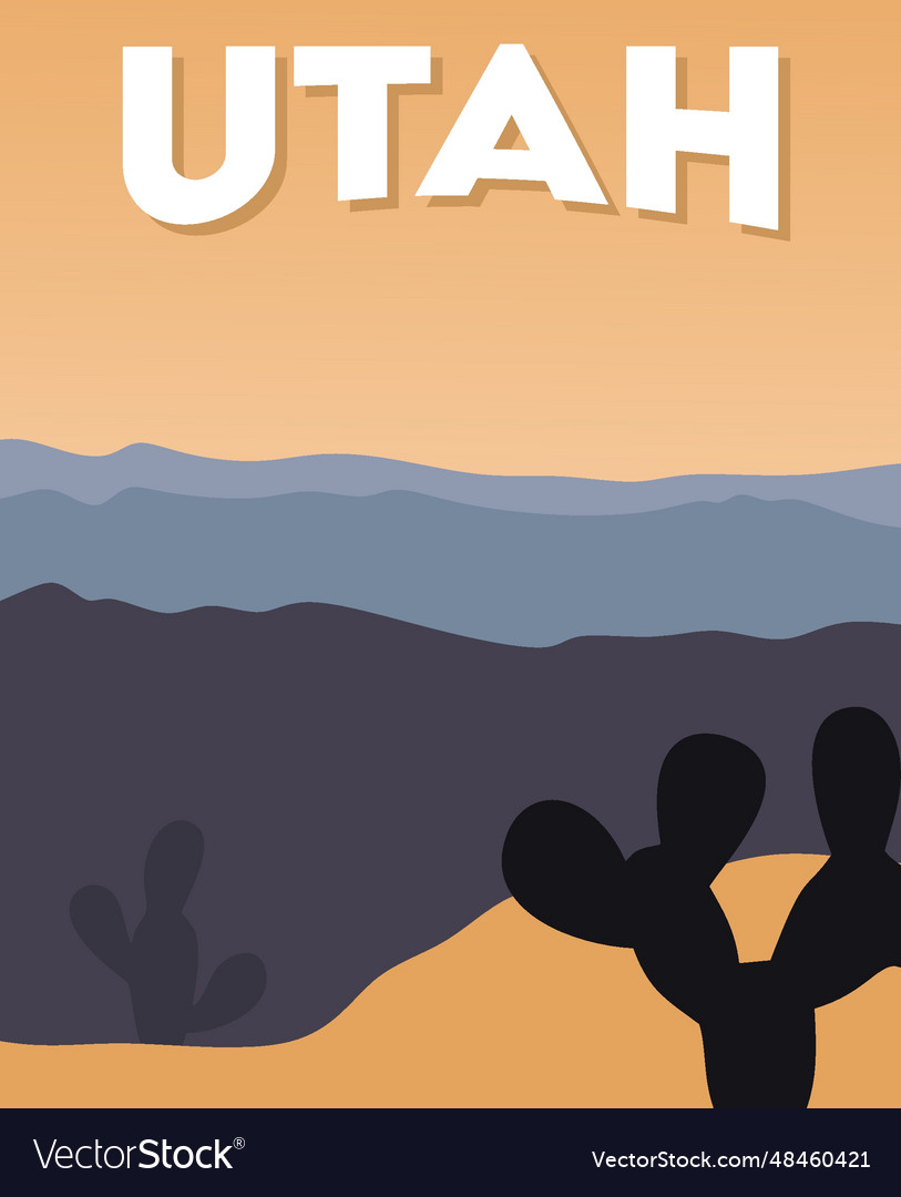 Utah state with beautiful view Royalty Free Vector Image