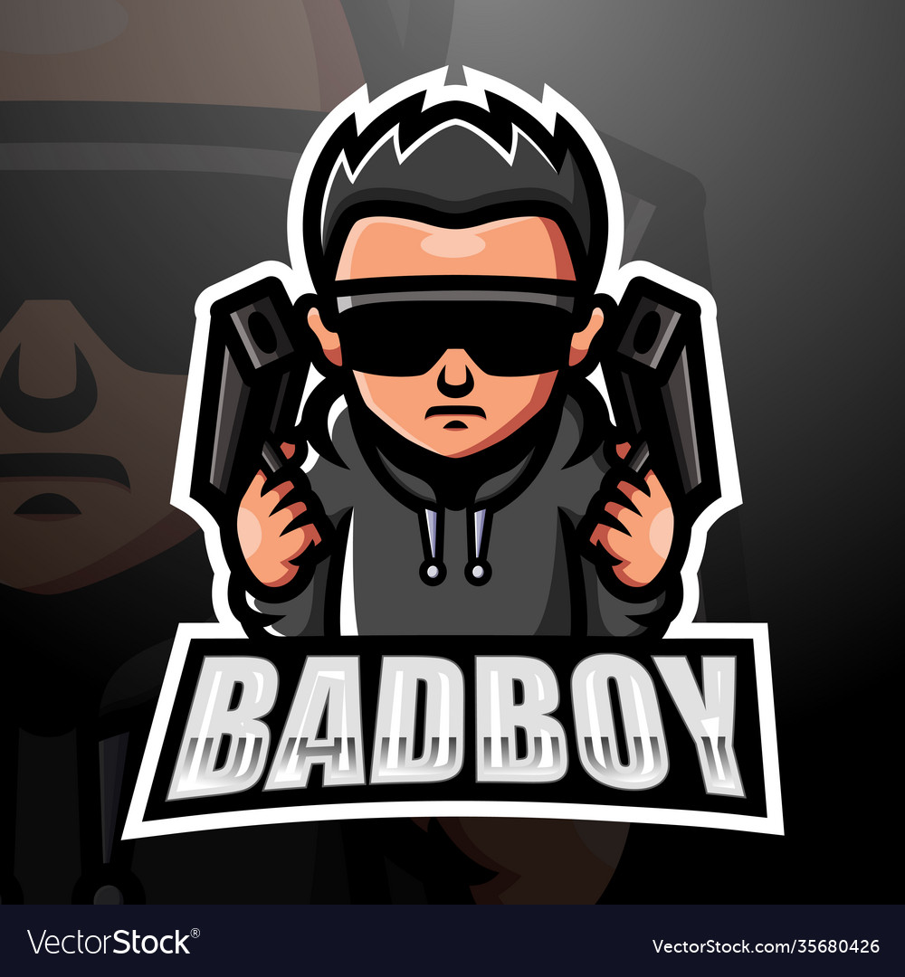 Bad boy mascot esport logo design Royalty Free Vector Image