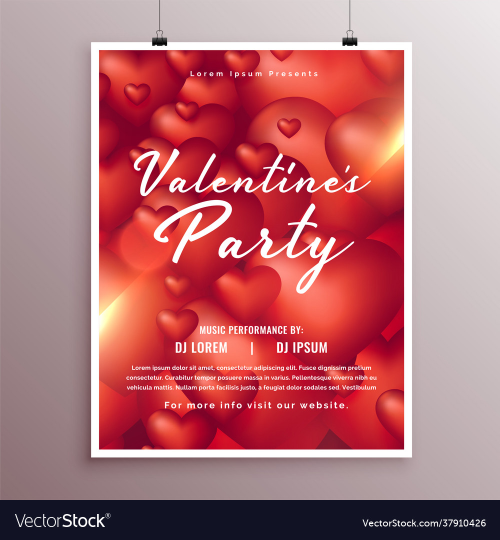 Elegant valentines day part celebration flyer Vector Image