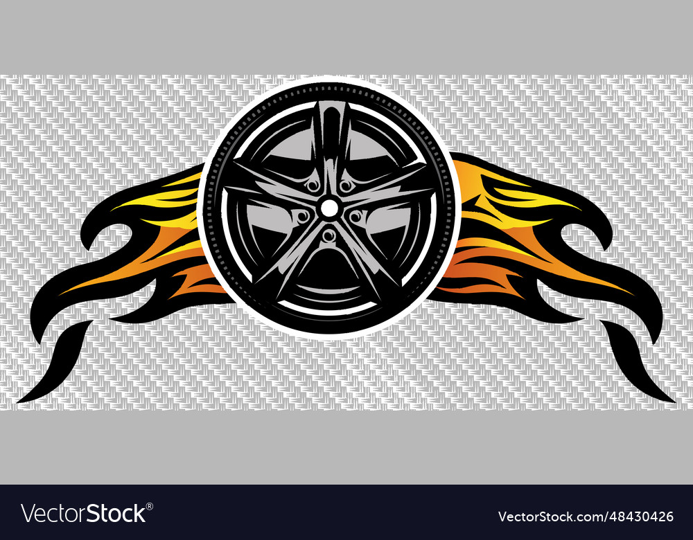 Metal disc for wheel and flames on both sides Vector Image