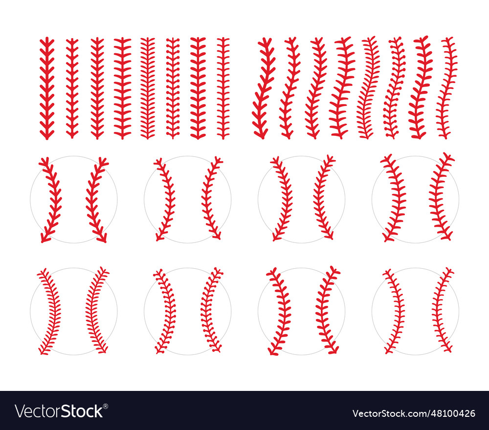 Red Stitch Or Stitching Of The Baseball Isolated Vector Image