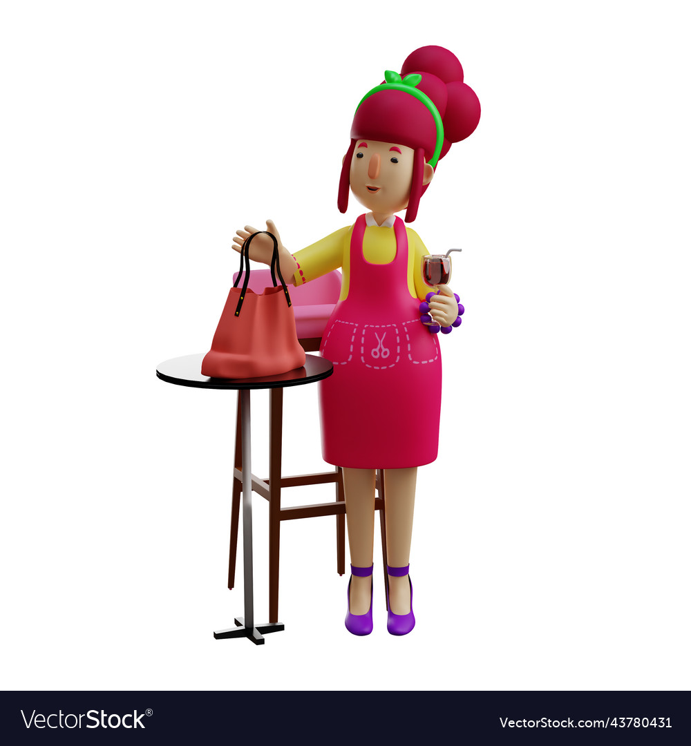 3d mother cartoon character drinking a glass Vector Image 3d mother cartoon character drinking a glass Vector Image
