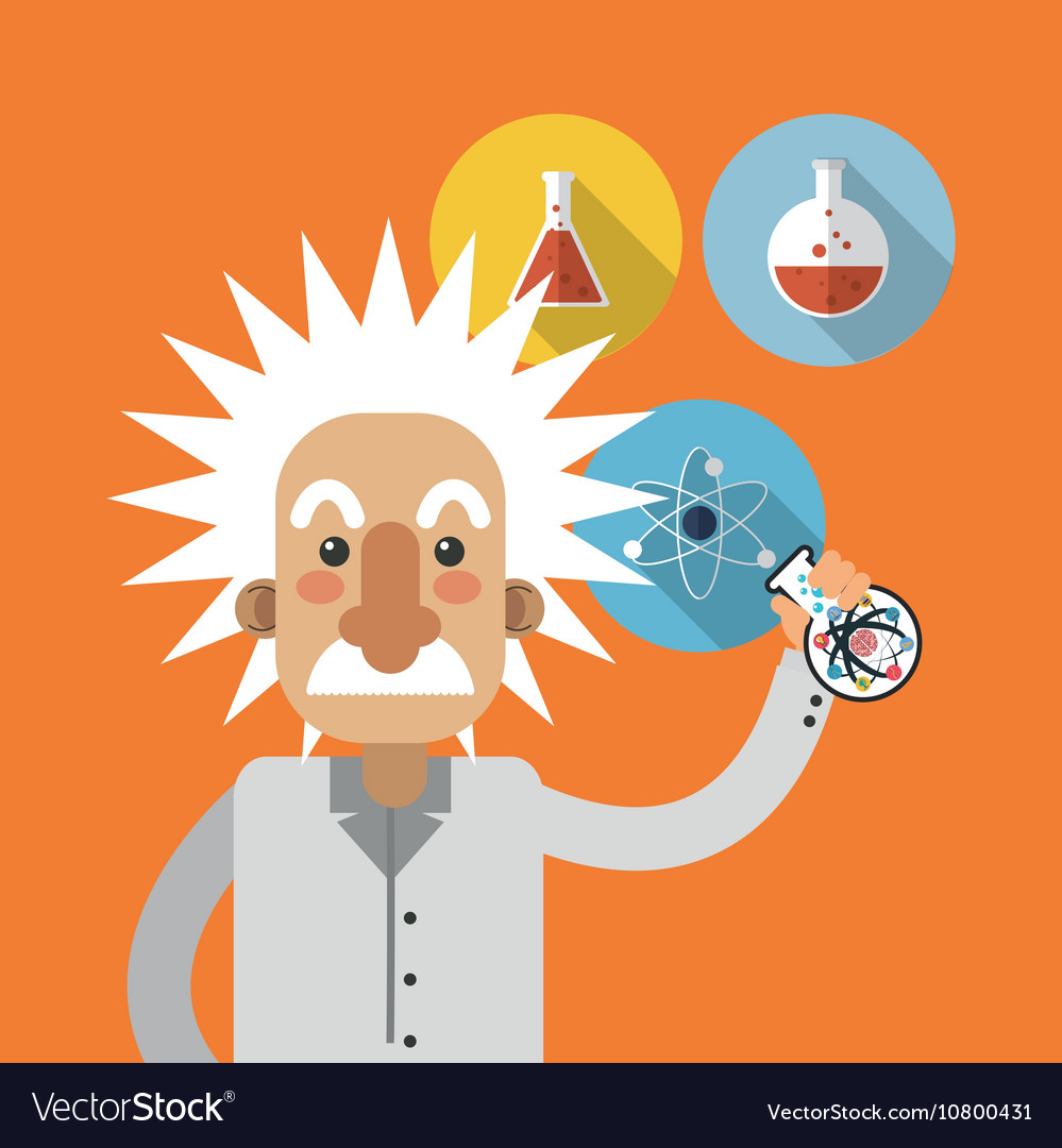 Albert einstein with science related icons image Vector Image