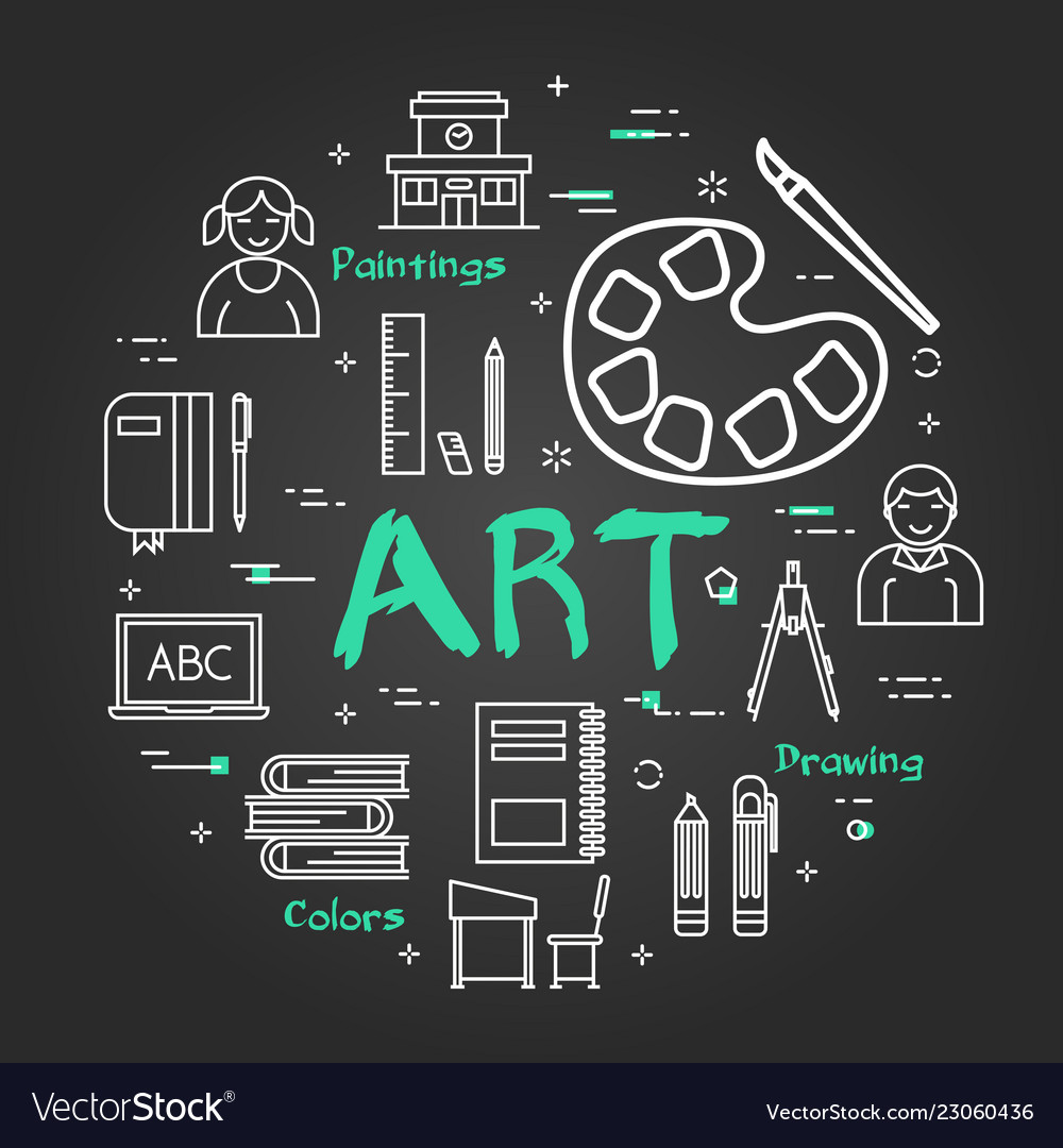 black-school-concept-with-art-subject-royalty-free-vector