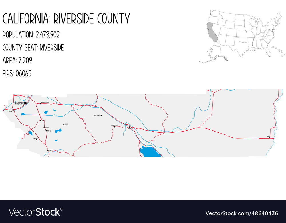 Map of riverside county in california usa Vector Image