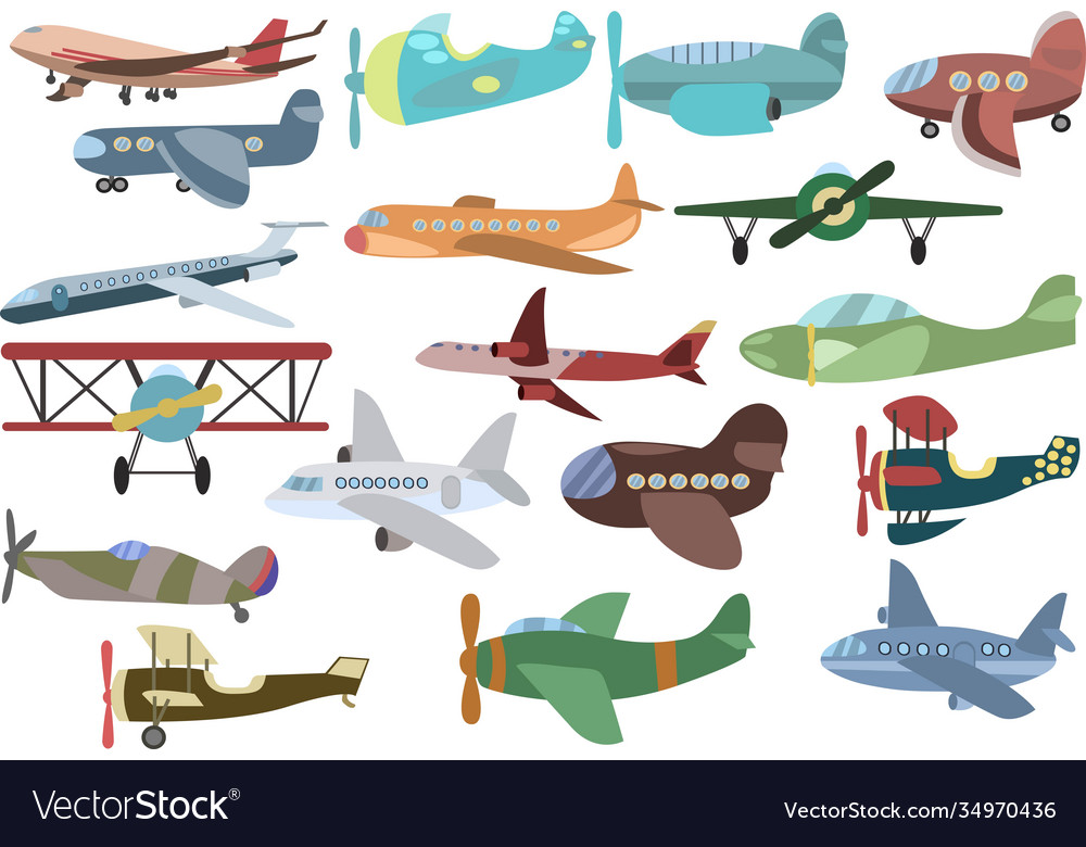 Set airplanes transport aircraft silhouettes Vector Image