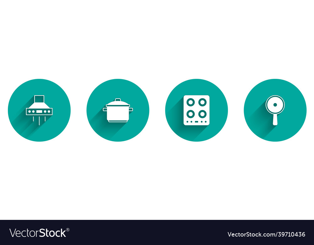 Set kitchen extractor fan cooking pot gas stove Vector Image