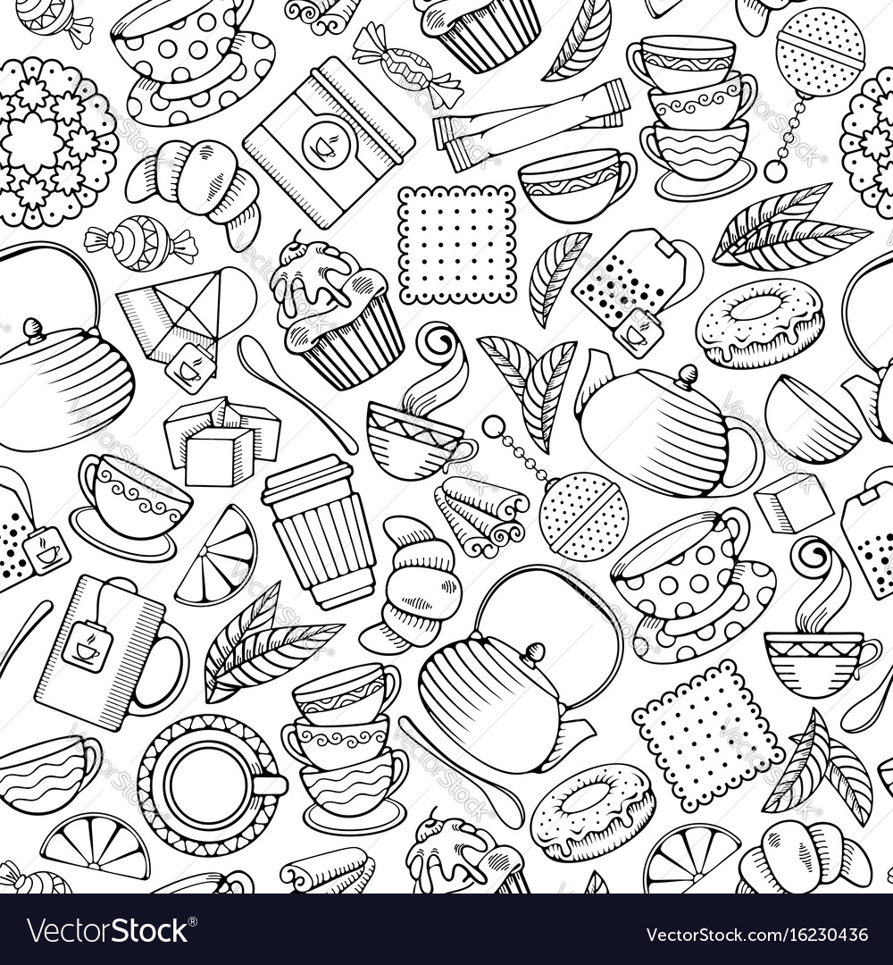 Tea Seamless Pattern Royalty Free Vector Image