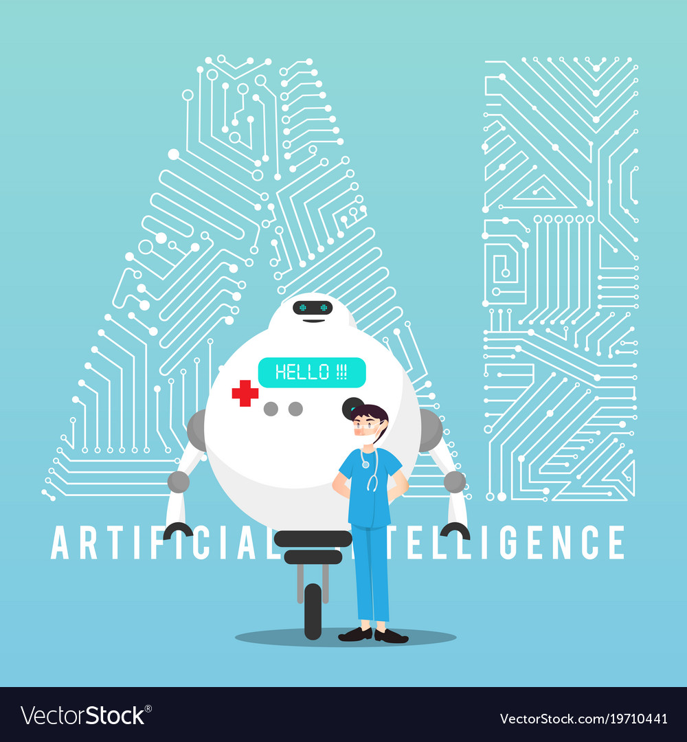 Ai robot and doctor with design Royalty Free Vector Image