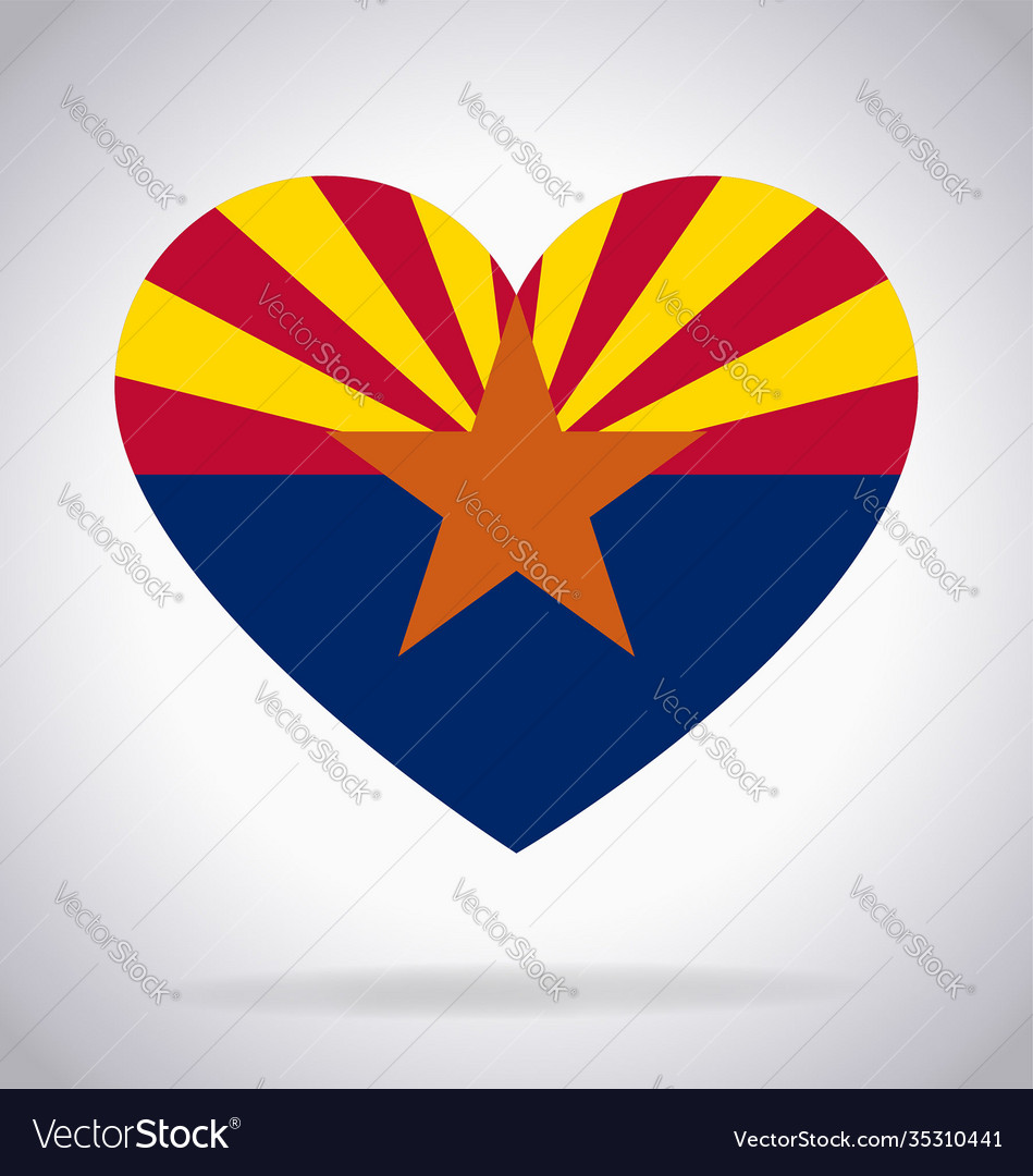 Arizona az state flag in heart shape symbol Vector Image