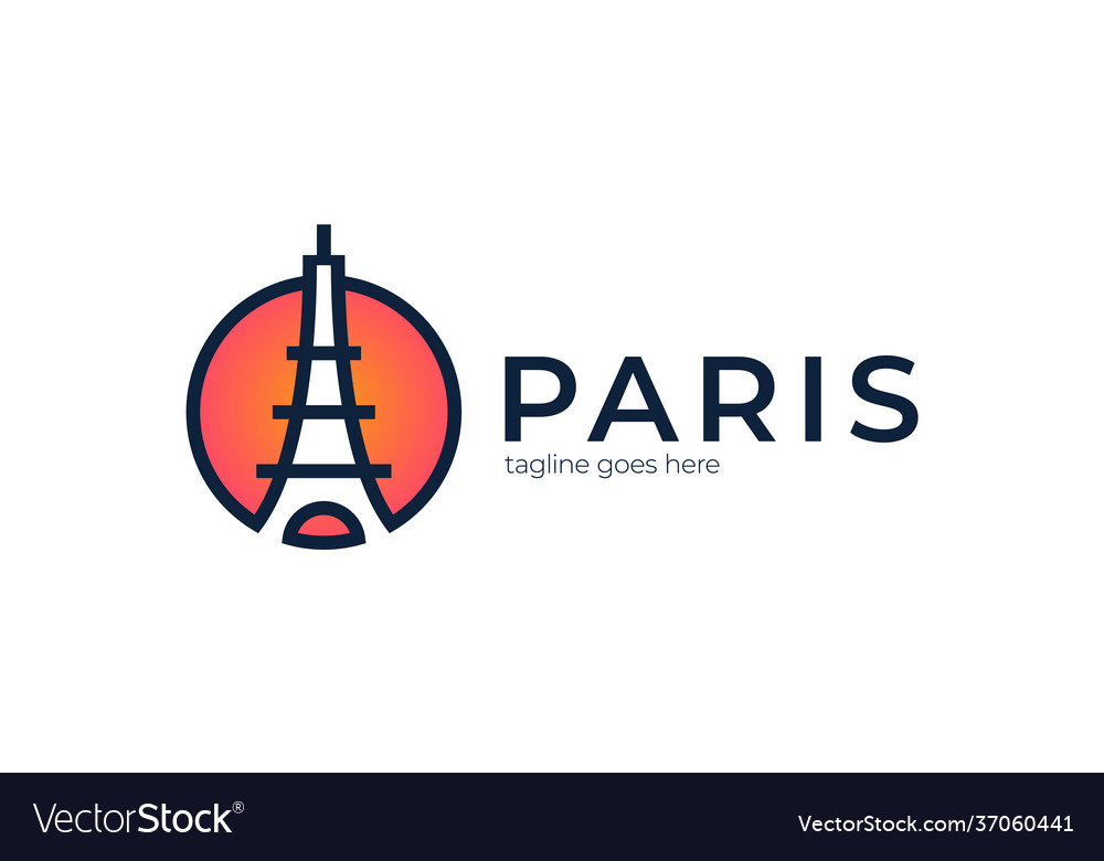 Eiffel tower icon logo monolines paris Royalty Free Vector