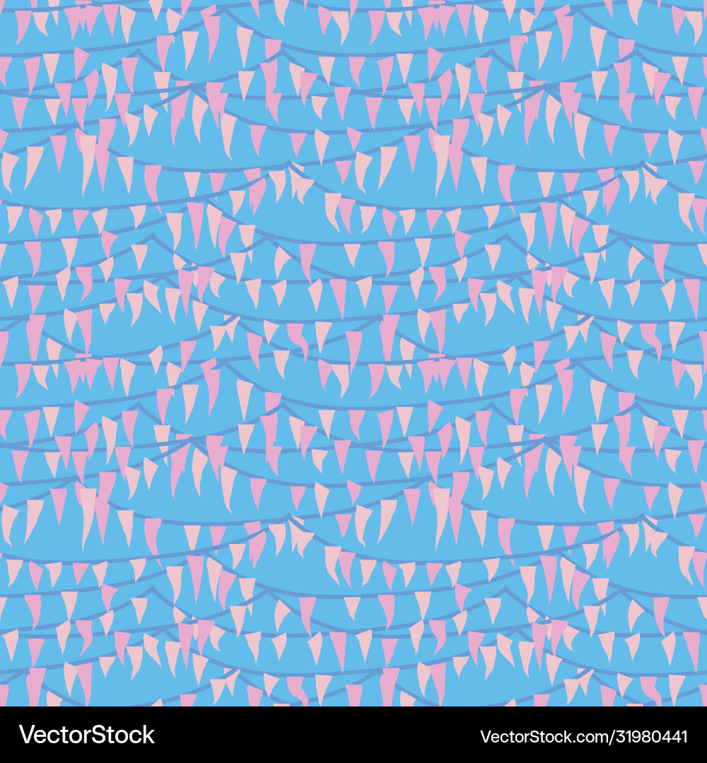 Festive seamless pattern with pink bunting Vector Image
