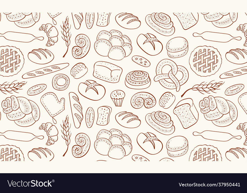 Hand drawn bakery seamless pattern Royalty Free Vector Image