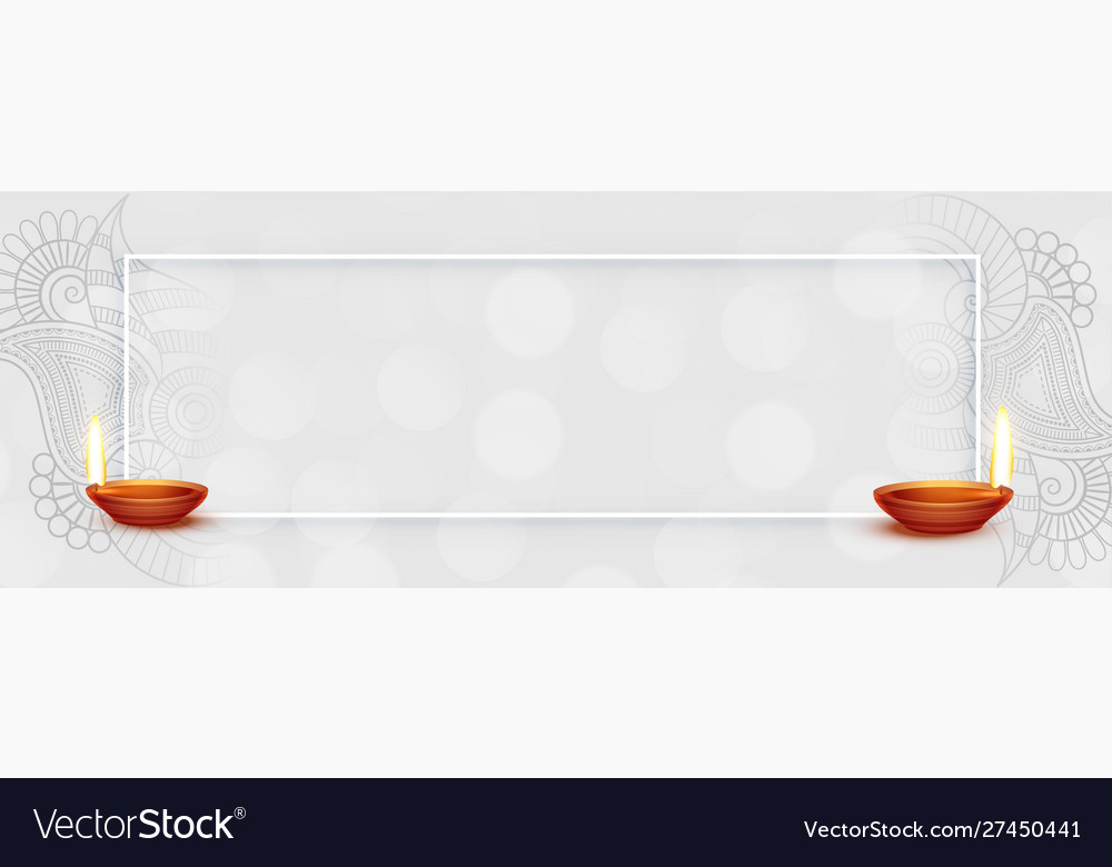 Happy diwali empty banner in gray color and two Vector Image