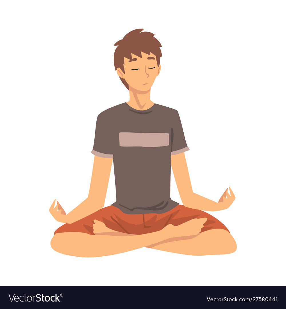 Man safe balance with meditation relaxation Vector Image