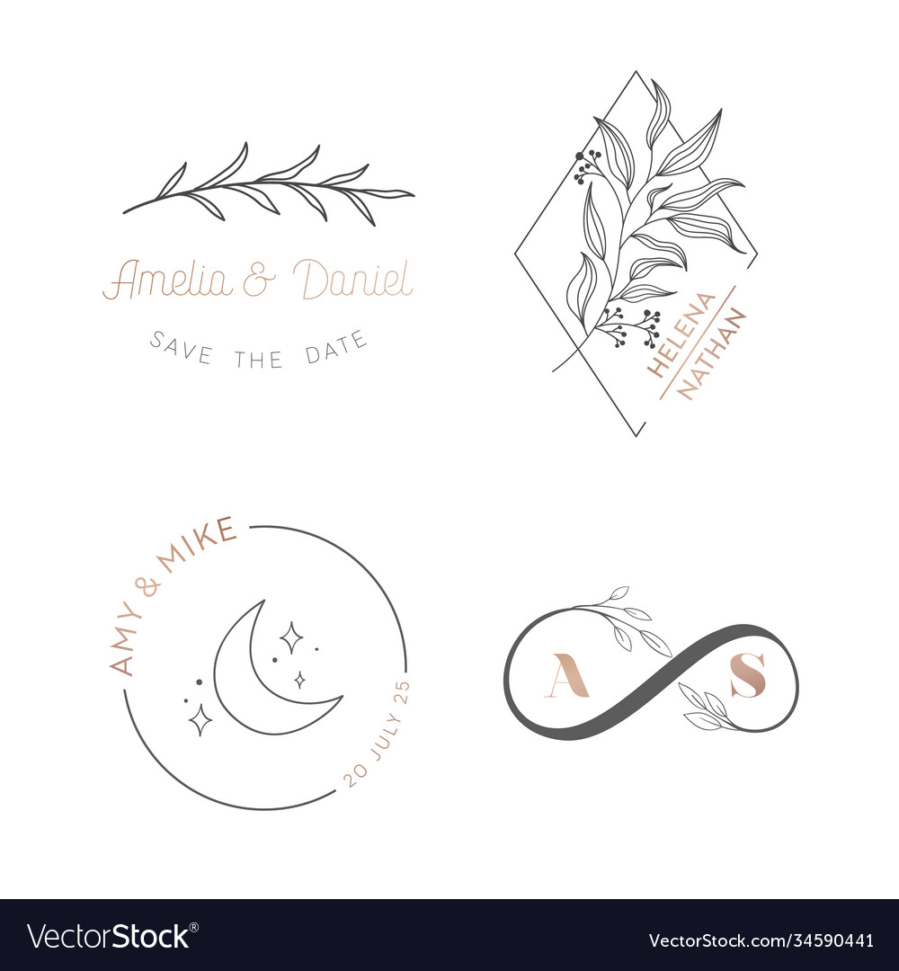 Monogram wedding luxury collection modern Vector Image