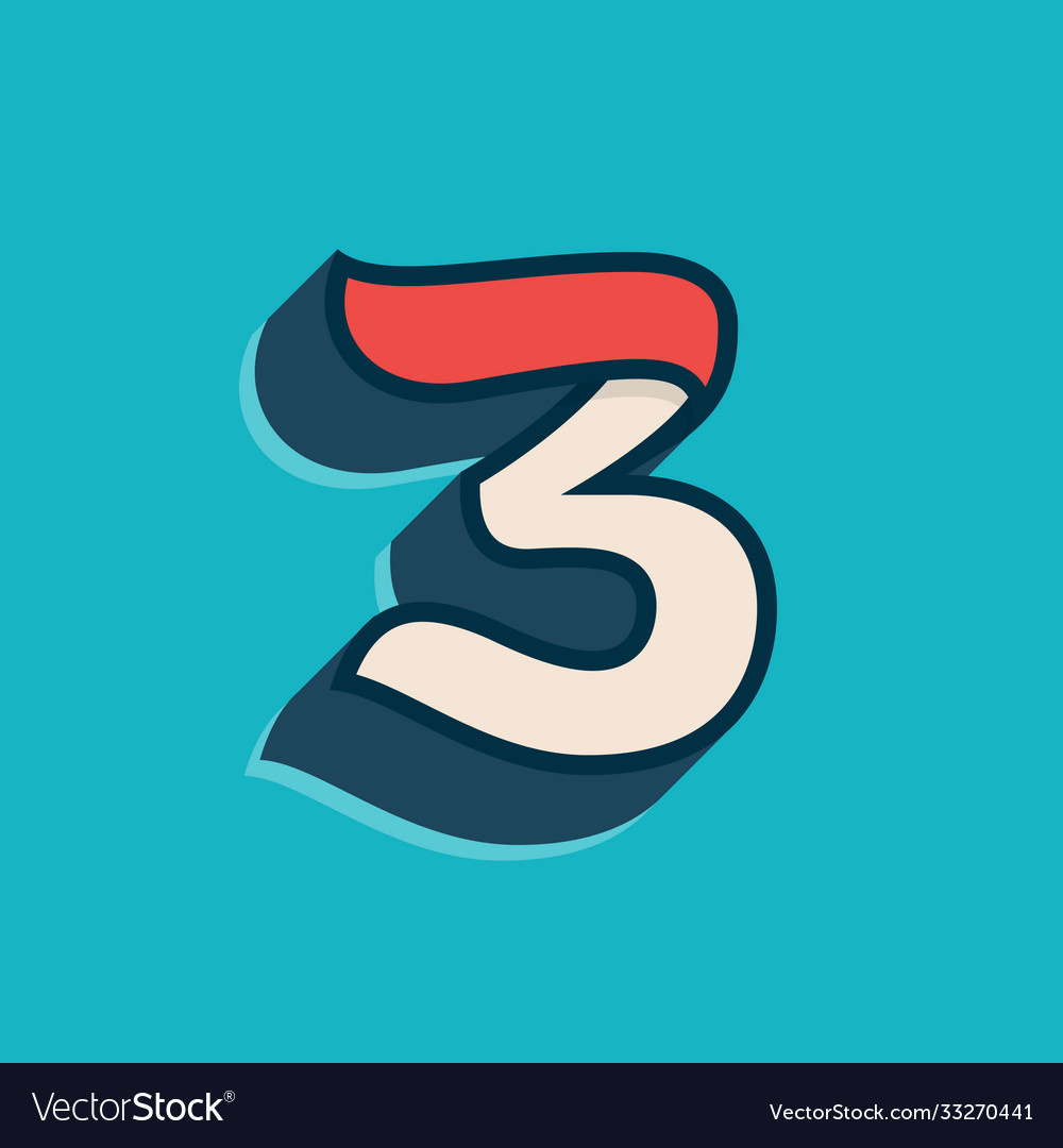 Number three logo in classic sport style Vector Image