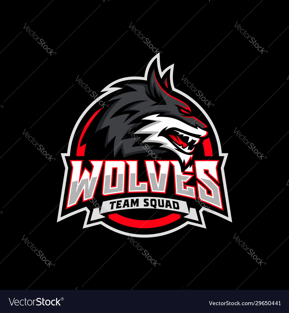 Wild Wolf Esport Mascot Logo Design Royalty Free Vector