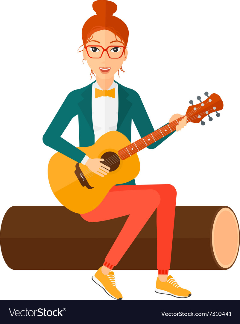 Woman playing guitar Royalty Free Vector Image