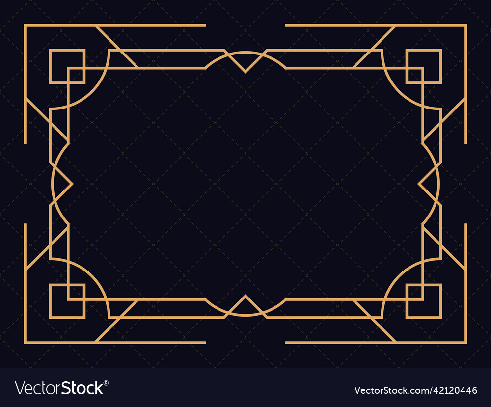 Art deco frame vintage linear border design Vector Image