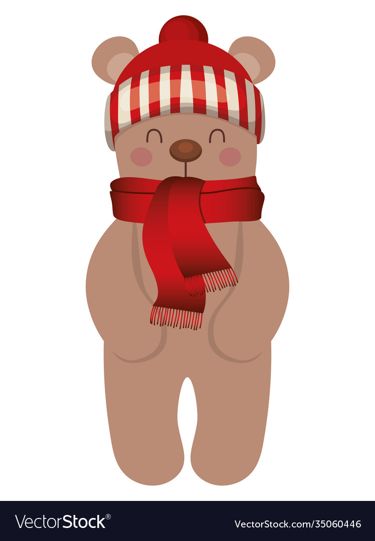 Christmas bear icon with a hat Royalty Free Vector Image