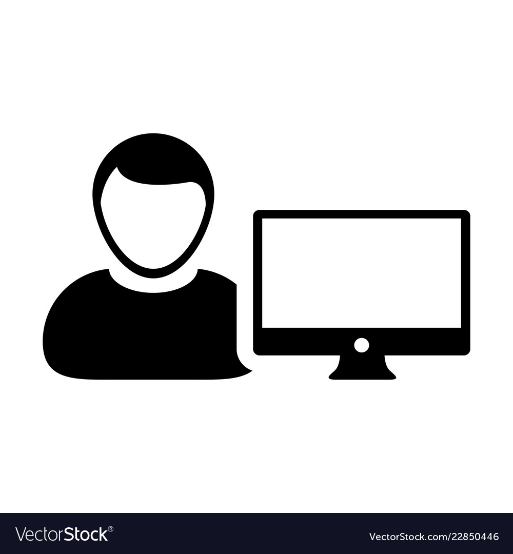 Monitor icon male person user with computer Vector Image