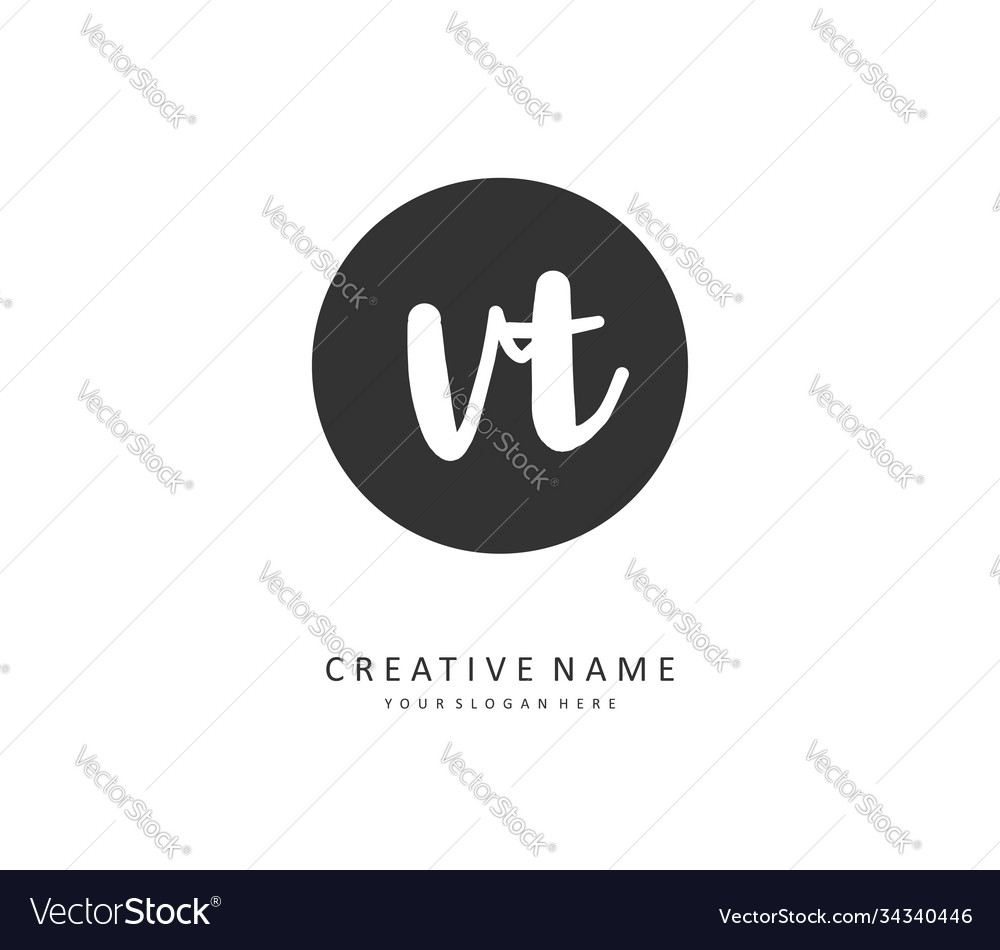 V t vt initial letter handwriting and signature Vector Image