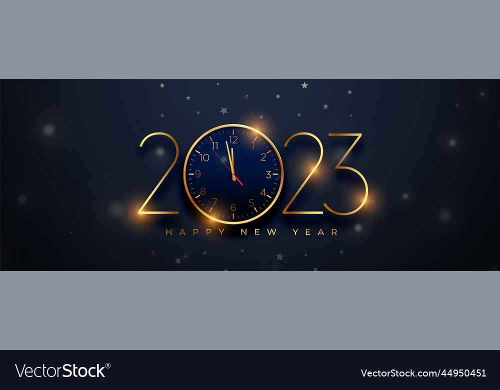 2023 new year eve festival banner with clock Vector Image