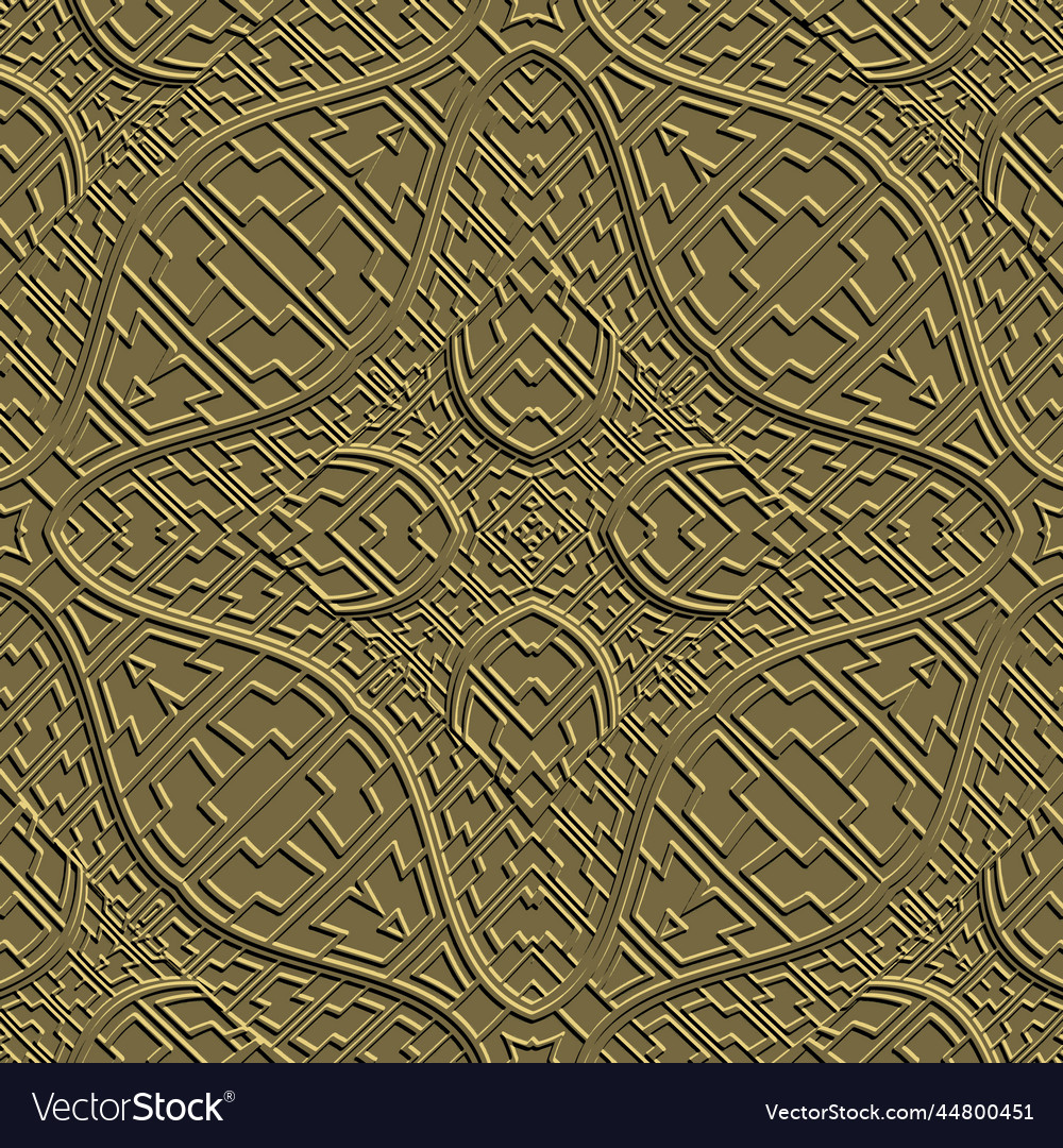 Floral emboss lines 3d seamless pattern Royalty Free Vector