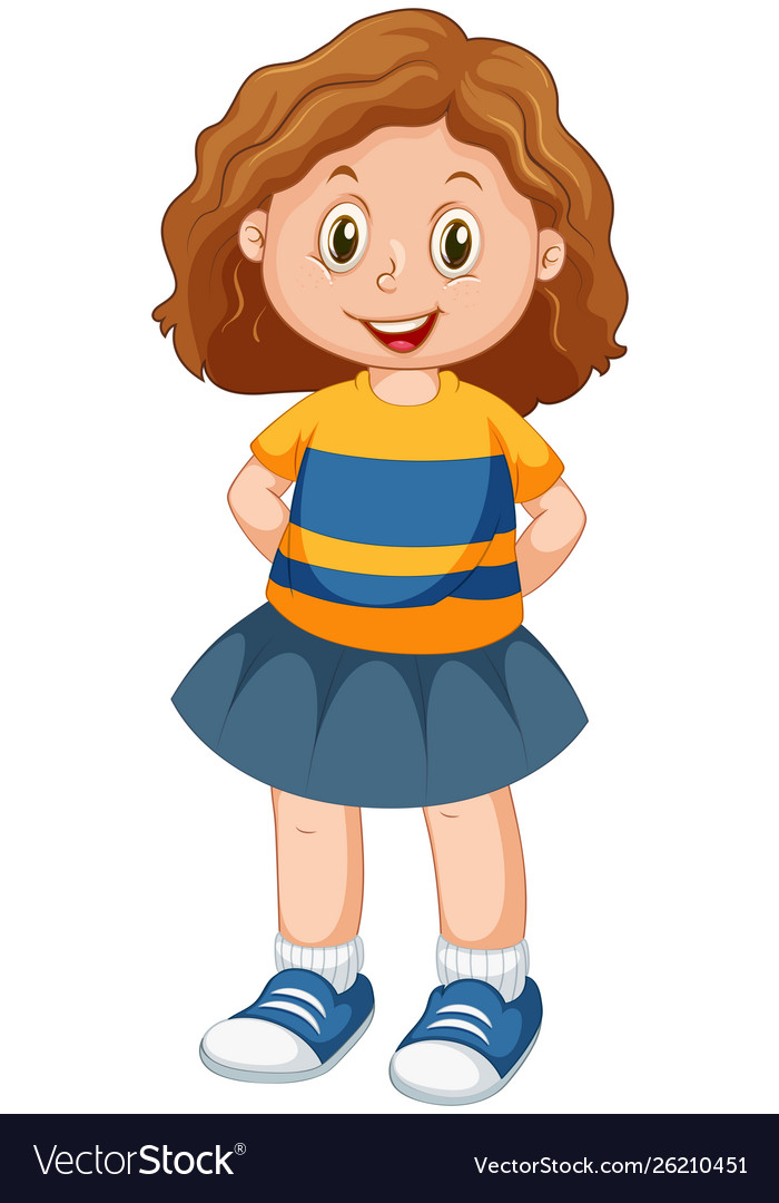 Happy brunette girl standing Royalty Free Vector Image