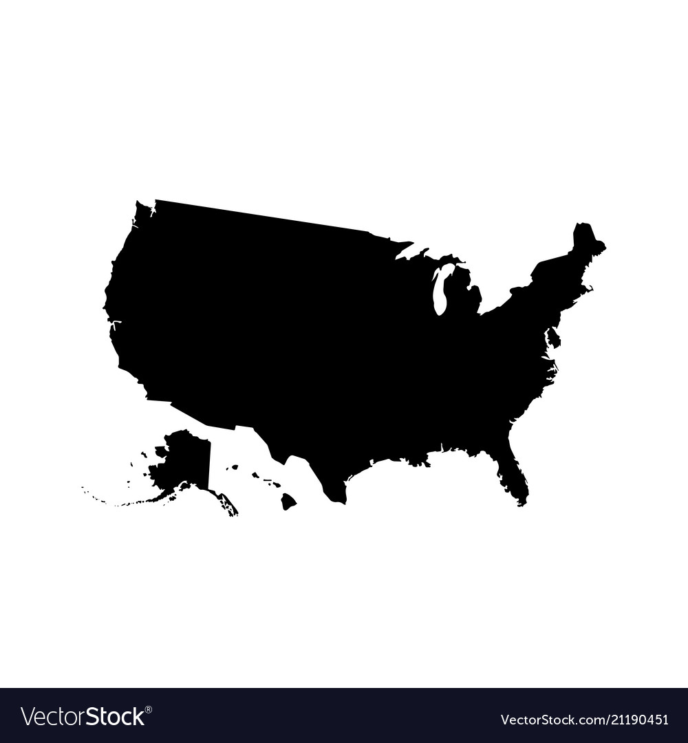 Map usa isolated black Royalty Free Vector Image