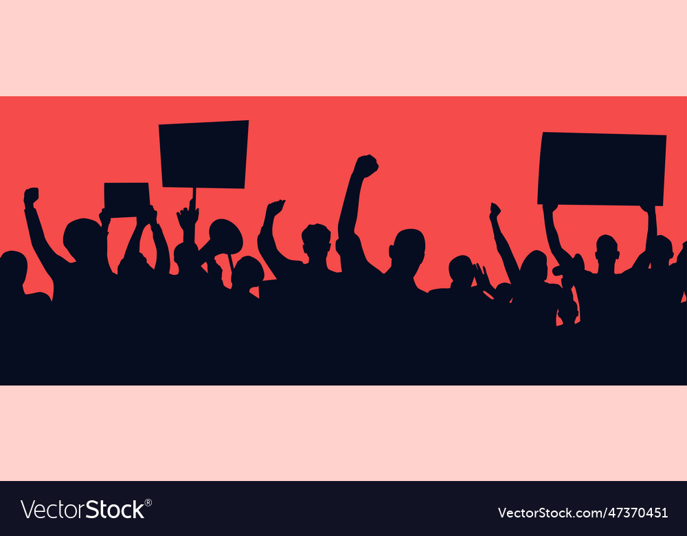 Protesters enraged crowd of people silhouette Vector Image